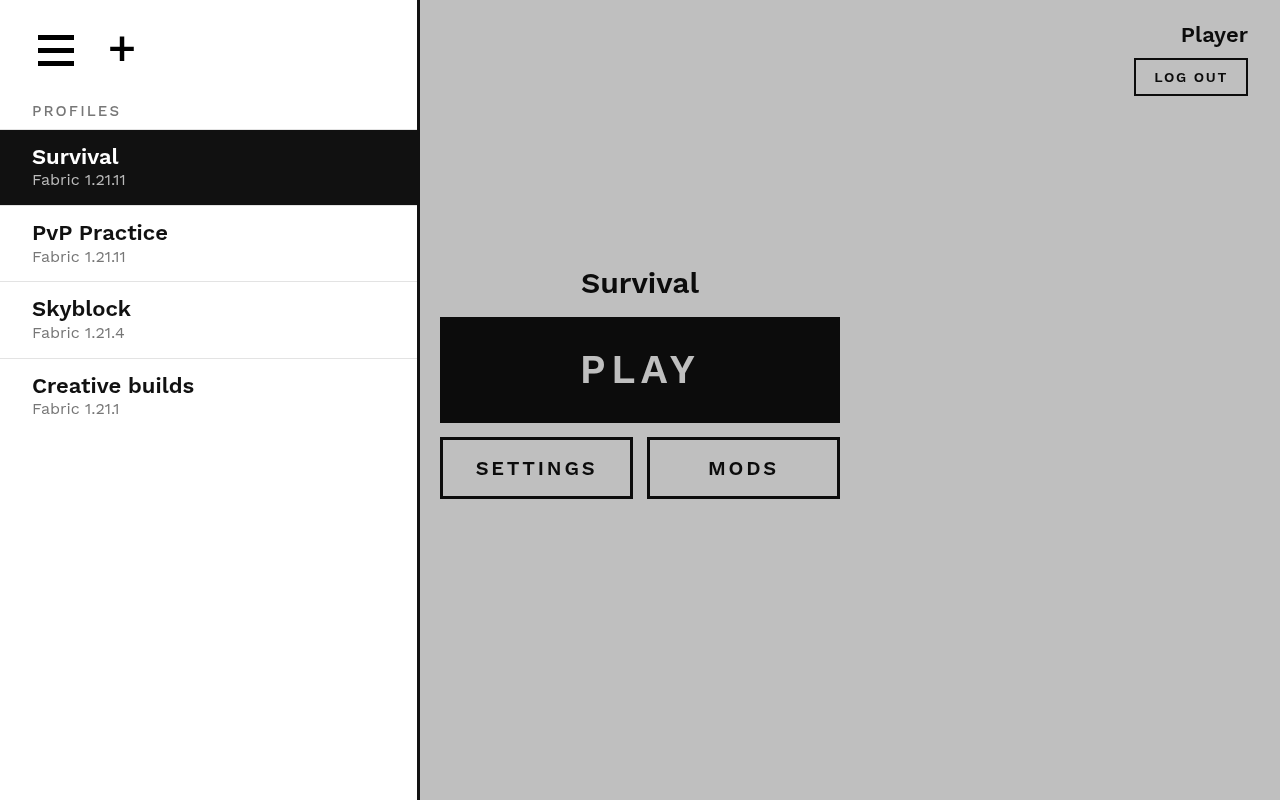 Profile menu
